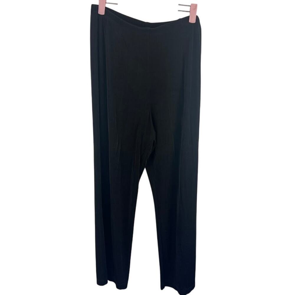 Chico's travelers black wide leg flowy ponte knit pull on pants size 3 womens XL